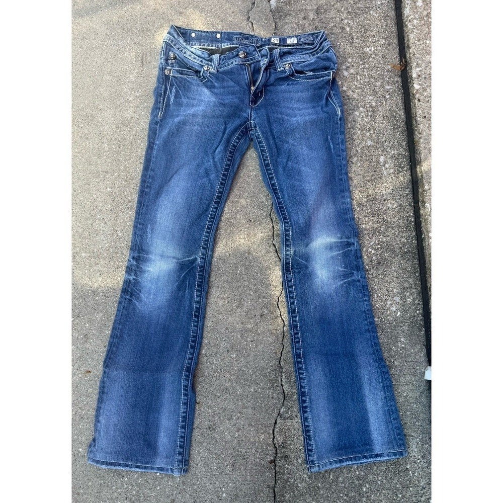 Miss Me Jeans Womens 29 Bootcut 34 Inseam Studded Sequin Medium Wash Blue